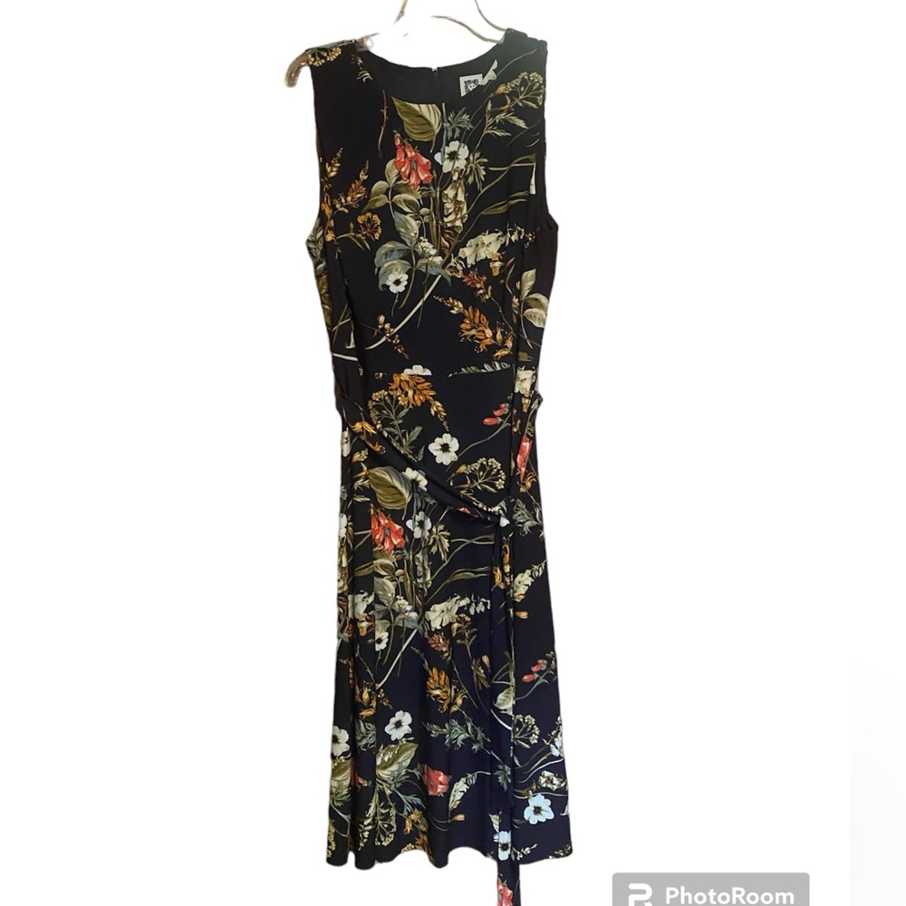 Anne Klein Floral A-line Scoop Neck Sleeveless Dress 90s Y2K